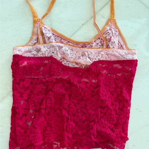 Free People Pink Lace Camisole with Orange Trim - Picture 2 of 3